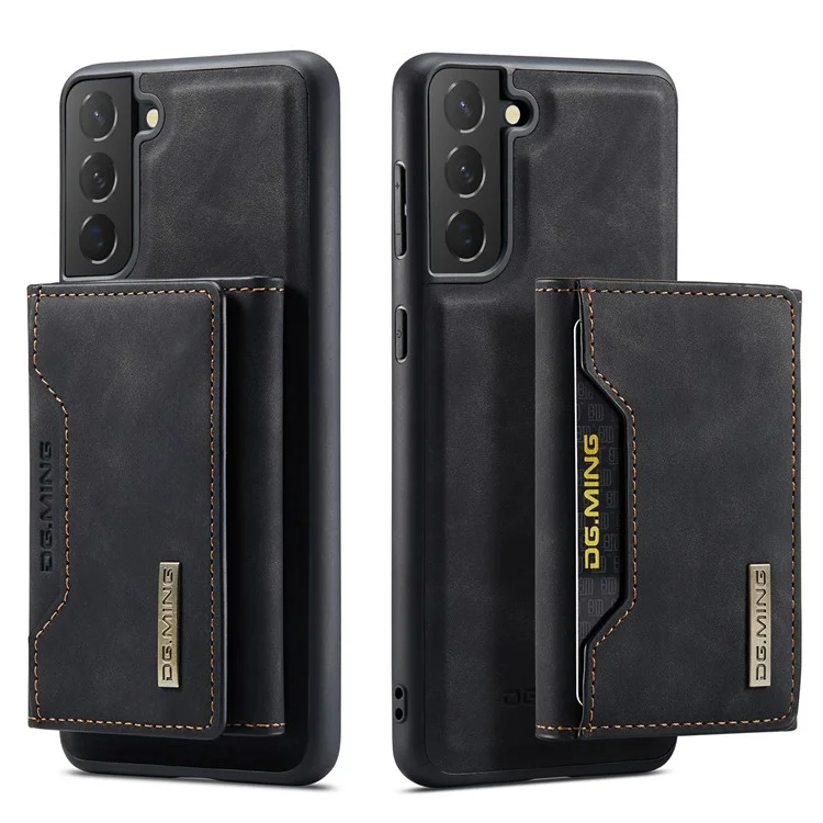 DG.MING M2 Serie für Samsung Galaxy S22 5G Magnetisches 2-in-1-Wallet Stoßfestes Handyhülle Unterstützt kabelloses Laden Schale - Schwarz