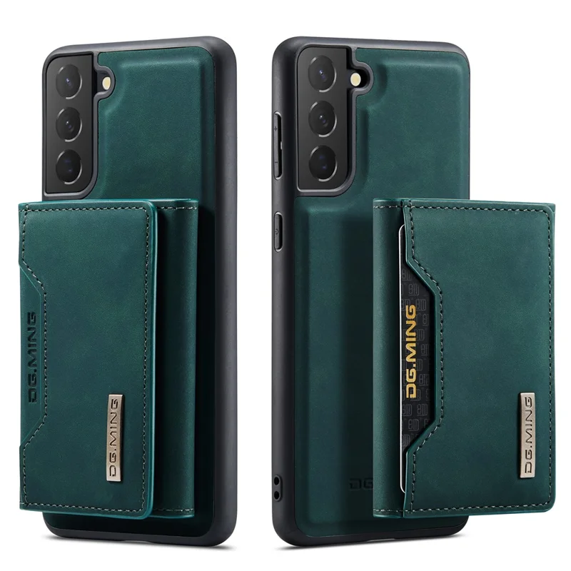 DG.MING M2 Series for Samsung Galaxy S22 5G Magnetic 2-in-1 Wallet Shockproof Phone Case Support Wireless Charging Shell - Green
