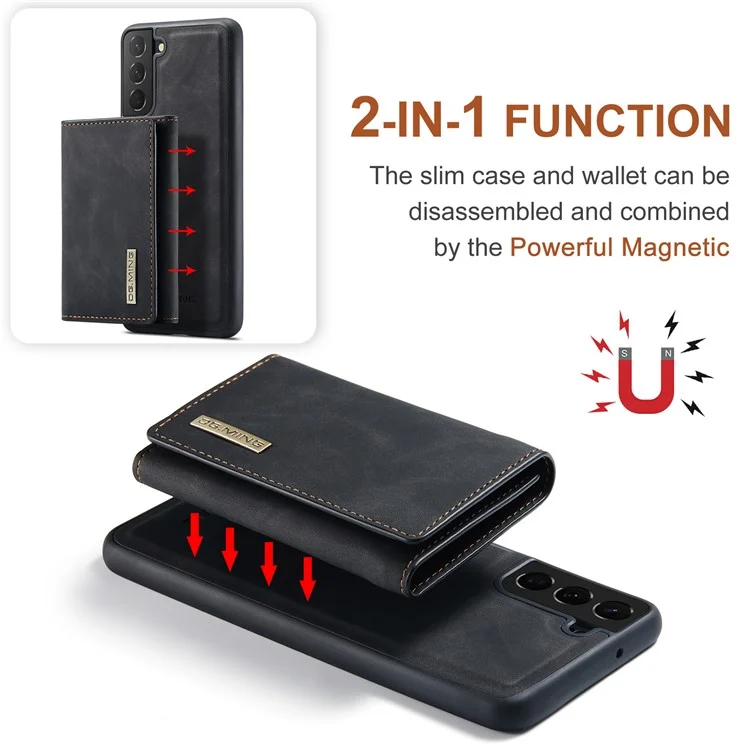 Dg. Ming M1-serie Für Samsung Galaxy S22+ 5G Anti-fall-abnehmbar 2-in-1-brieftaschen-stütze Drahtlose Ladung Telefonhülle - Schwarz