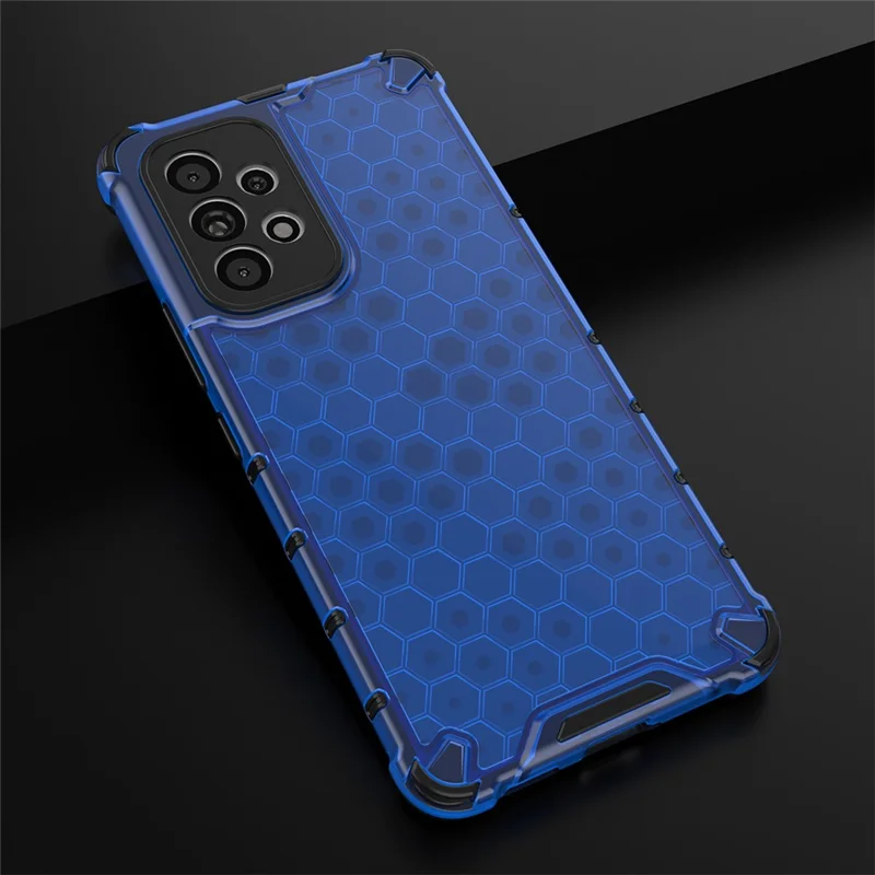 For Samsung Galaxy A73 5G Honeycomb Textured Well-protected TPU + PC Phone Case Cover - Blue