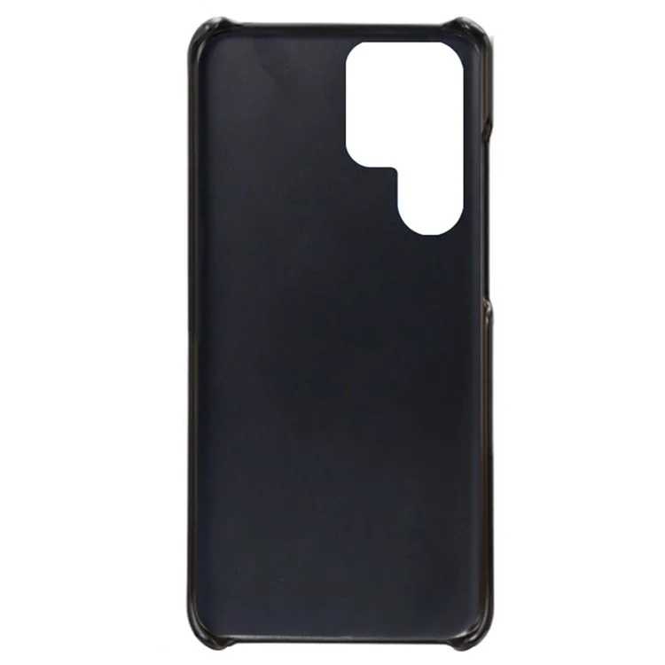 For Samsung Galaxy S22 Ultra 5G Double Card Slots Phone Case Anti-scratch Ultra Slim PU Leather + Hard PC Cover - Black