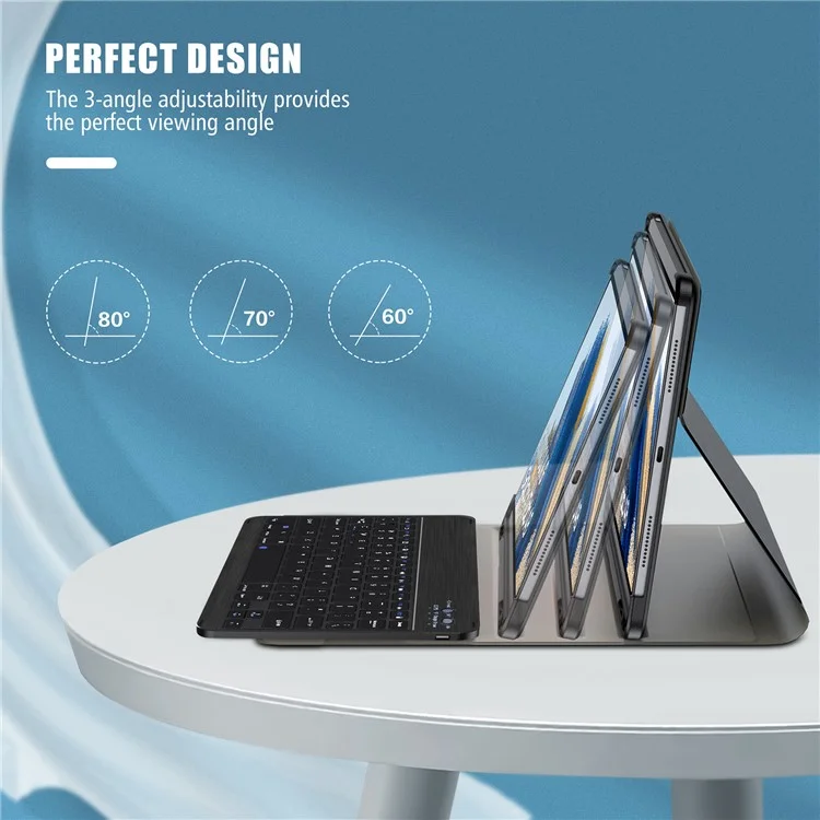 For Samsung Galaxy Tab A8 10.5 (2021) / A8 10.5 (2022) Front Support Keyboard Leather Case Set PU Leather Outter Cover + PC Bottom Case Bluetooth-compatible 5.0 Wireless Keyboard
