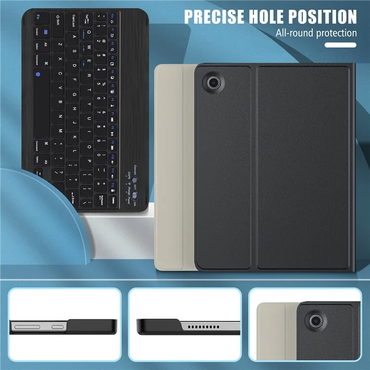 For Samsung Galaxy Tab A8 10.5 (2021) / A8 10.5 (2022) Front Support Keyboard Leather Case Set PU Leather Outter Cover + PC Bottom Case Bluetooth-compatible 5.0 Wireless Keyboard