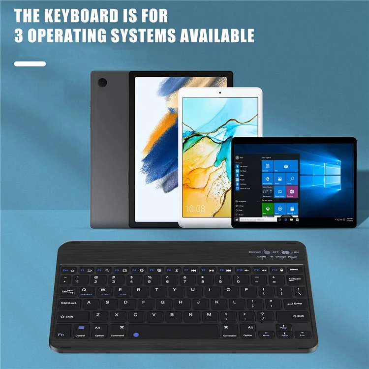 For Samsung Galaxy Tab A8 10.5 (2021) / A8 10.5 (2022) Front Support Keyboard Leather Case Set PU Leather Outter Cover + PC Bottom Case Bluetooth-compatible 5.0 Wireless Keyboard