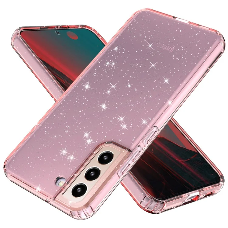 Para Samsung Galaxy S22+ 5G GW18 Lectins Brillantes de Lentejuelas Anti-stratch Flexible TPU Case de la Caja TPU - Rosa Tranperente