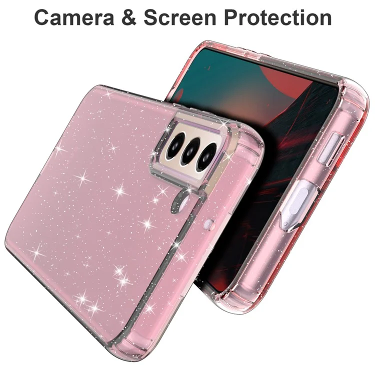 Para Samsung Galaxy S22+ 5G GW18 Lectins Brillantes de Lentejuelas Anti-stratch Flexible TPU Case de la Caja TPU - Rosa Tranperente