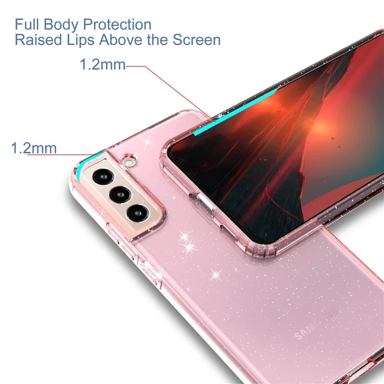 Para Samsung Galaxy S22+ 5G GW18 Lectins Brillantes de Lentejuelas Anti-stratch Flexible TPU Case de la Caja TPU - Rosa Tranperente