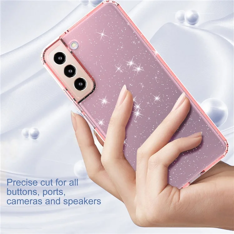 Para Samsung Galaxy S22+ 5G GW18 Lectins Brillantes de Lentejuelas Anti-stratch Flexible TPU Case de la Caja TPU - Rosa Tranperente