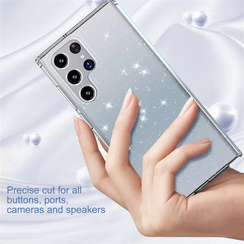 For Samsung Galaxy S22 Ultra 5G GW18 Stylish Shockproof Glittery Sequins TPU Phone Case Shell - Transparent Black