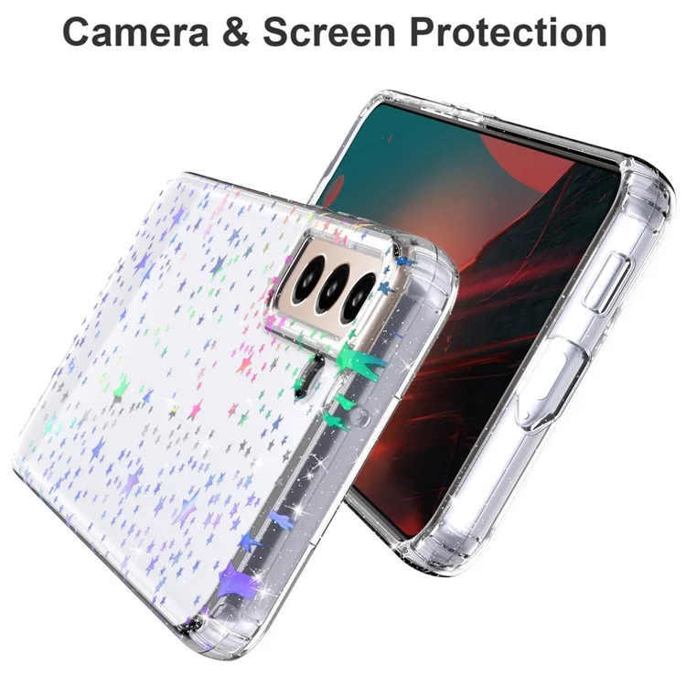 Для Samsung Galaxy S22 5G GW18 Мягкий ТПУ IMD Стильный узор Anti-fall Phone Case - Лазерная звезда