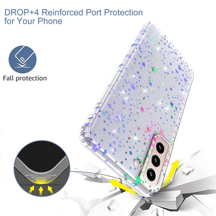 Для Samsung Galaxy S22 5G GW18 Мягкий ТПУ IMD Стильный узор Anti-fall Phone Case - Лазерная звезда