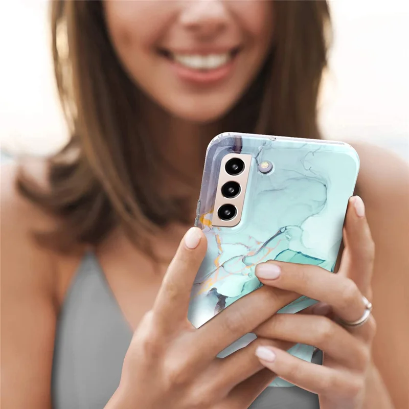 For Samsung Galaxy S22 5G GW18 Soft TPU IMD Stylish Pattern Anti-fall Phone Case - Marble A