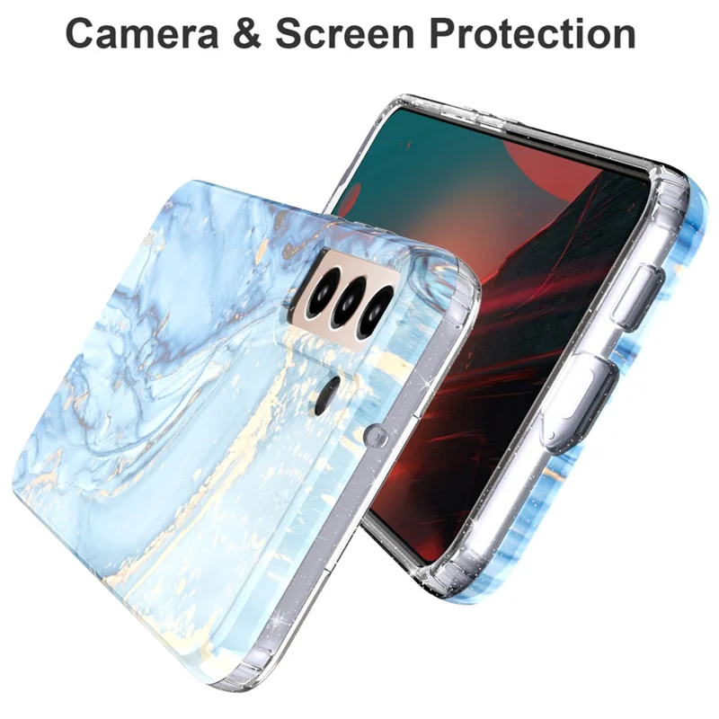 For Samsung Galaxy S22 5G GW18 Soft TPU IMD Stylish Pattern Anti-fall Phone Case - Marble C