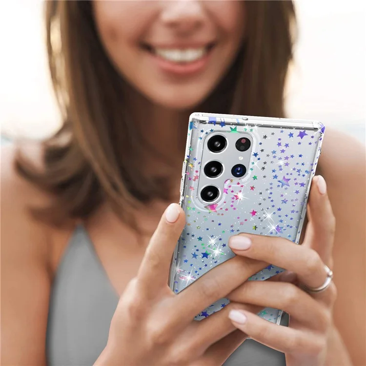 Para Samsung Galaxy S22 Ultra 5G GW18 Anti-drop Stylish Pattern Soft TPU IMD Phone Case - Laser Star