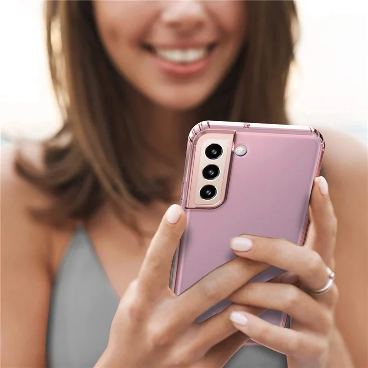 GW18 Soft TPU Clear Well-protected Anti-fall Phone Case for Samsung Galaxy S22 5G - Transparent Pink