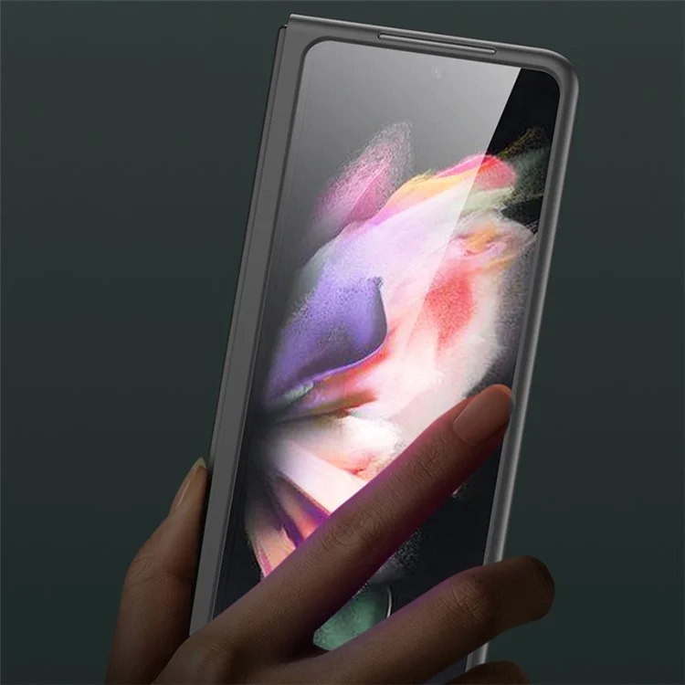 Für Samsung Galaxy Z Fold3 5G gebürstetes Anti-Kratzer-Edelstahl+PC-Faltphone-Hülle - Schwarz