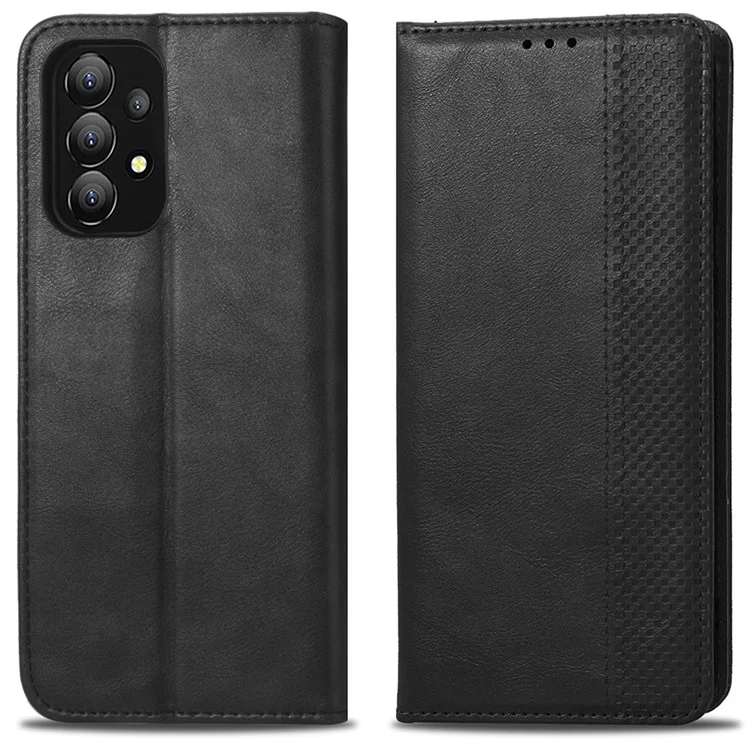 Para Samsung Galaxy A73 5G Retro Retro Princo Carteira de Couro Stand Magnetic Auto-absorvido Anti-arranhão Capa - Preto