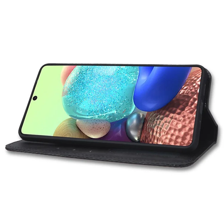 Para Samsung Galaxy A73 5G Retro Retro Princo Carteira de Couro Stand Magnetic Auto-absorvido Anti-arranhão Capa - Preto