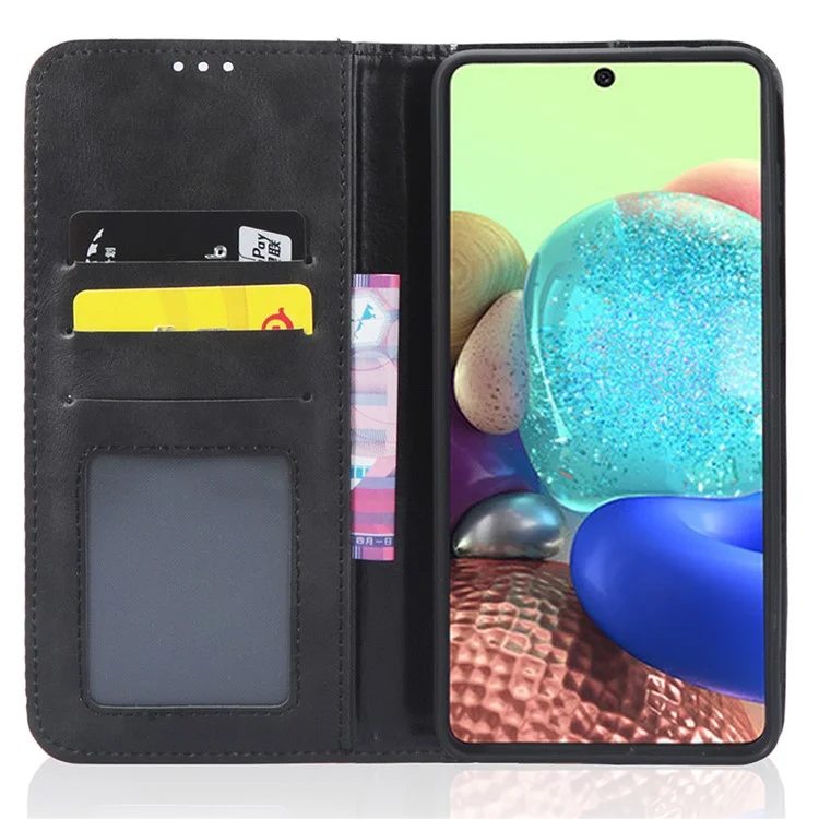Para Samsung Galaxy A73 5G Retro Retro Princo Carteira de Couro Stand Magnetic Auto-absorvido Anti-arranhão Capa - Preto