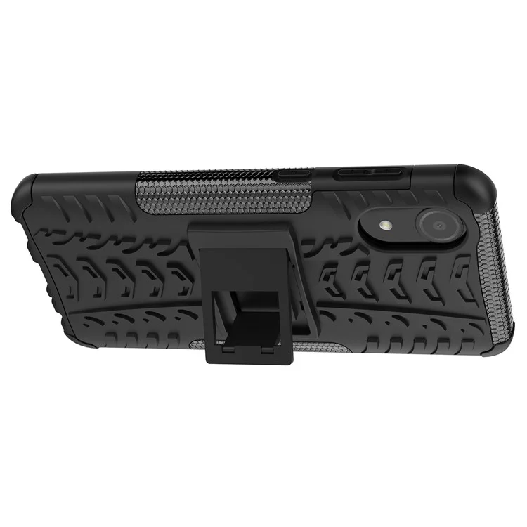Case de Téléphone de Texture de Pneu Pour Samsung Galaxy A03 Core, Kickstand pc + Tpu Tocoproof High Duty Case - le Noir