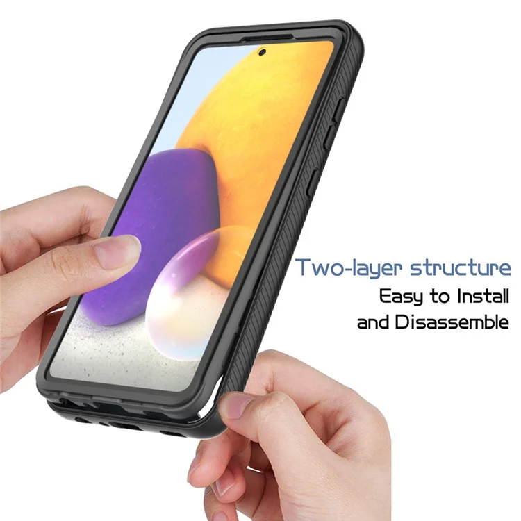 For Samsung Galaxy A32 4G (EU Version) PC + TPU + PET Screen Protector Phone Case Full Protection Cover - Black