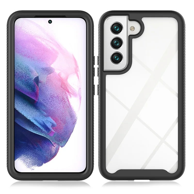 For Samsung Galaxy S22 5G 360 Degree Full Cover Phone Case PC + TPU + PET Screen Protector Hybrid Cover - Black