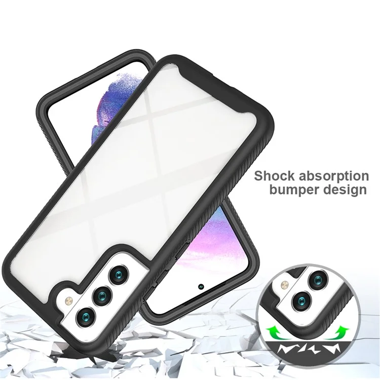 For Samsung Galaxy S22 5G 360 Degree Full Cover Phone Case PC + TPU + PET Screen Protector Hybrid Cover - Pink