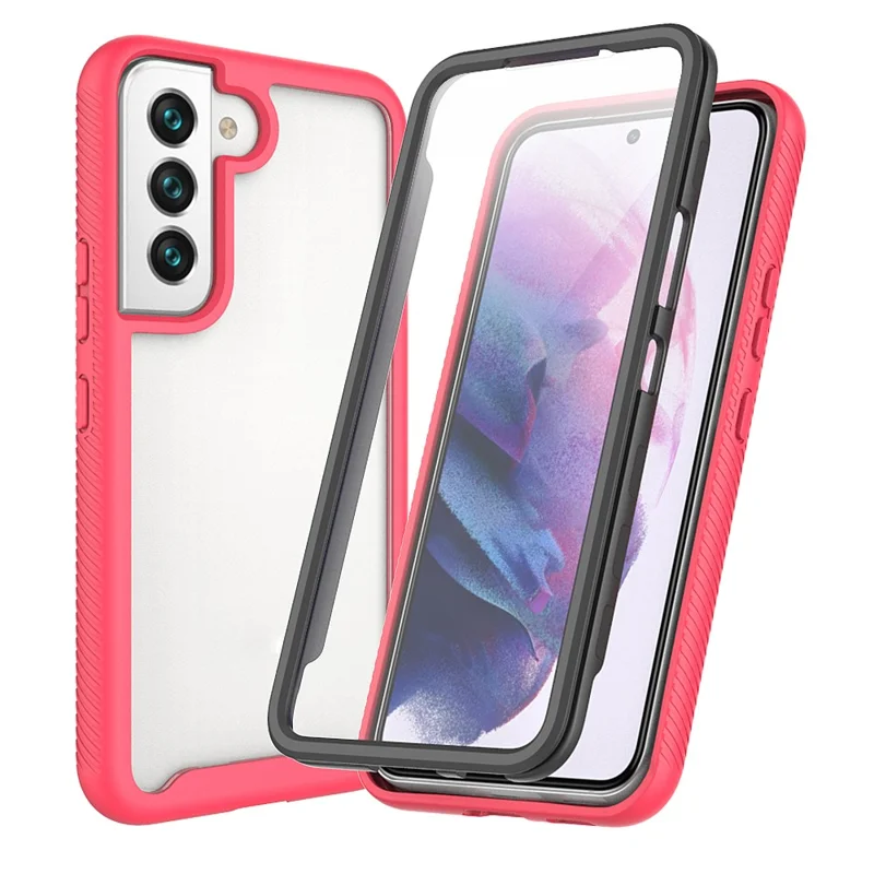 For Samsung Galaxy S22+ 5G Phone Case PC + TPU + PET Screen Protector All-inclusive Protection Hybrid Cover - Pink