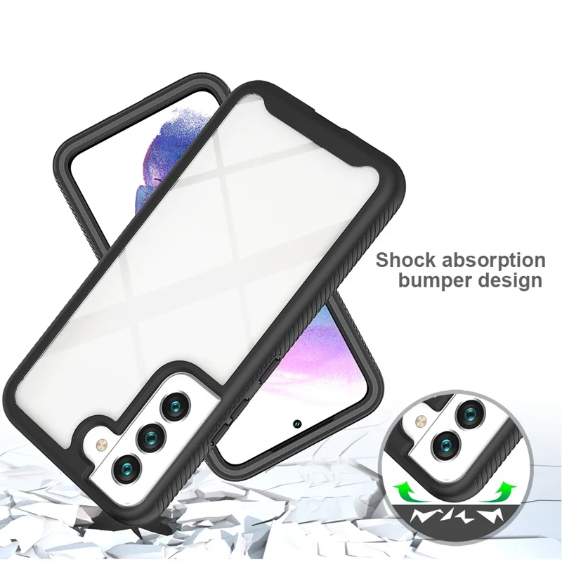 For Samsung Galaxy S22+ 5G Phone Case PC + TPU + PET Screen Protector All-inclusive Protection Hybrid Cover - Pink