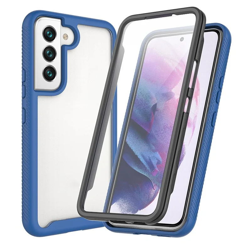 For Samsung Galaxy S22+ 5G Phone Case PC + TPU + PET Screen Protector All-inclusive Protection Hybrid Cover - Dark Blue