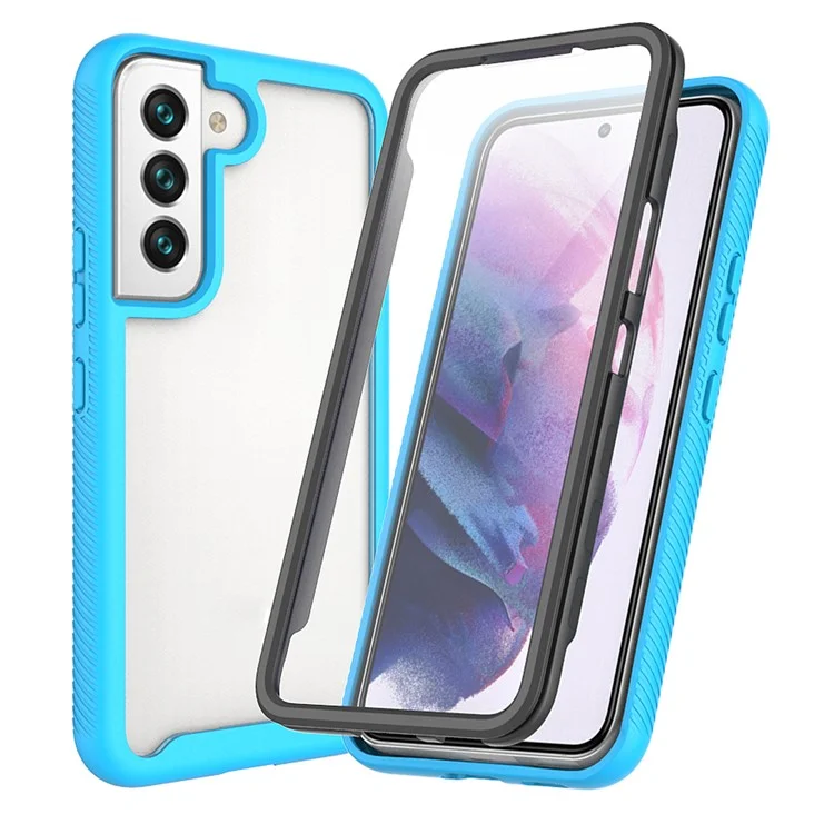 Для Samsung Galaxy S22 + 5G Chase Case PC + TPU + Pet-экрановый Защитный Защитник Гибридный Гибридный Крышка Защиты - Нежно Голубые