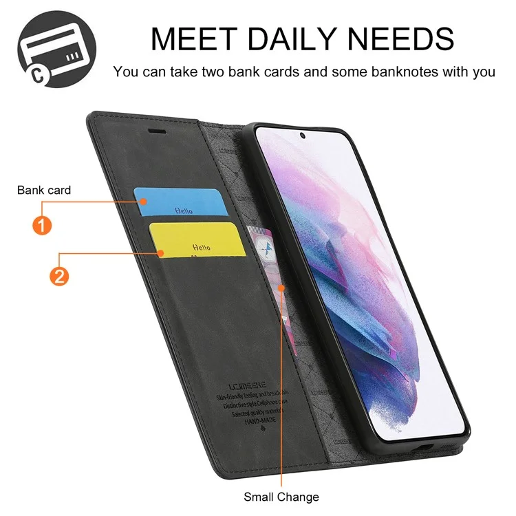 LC.IMEEKE Wallet Phone Case für Samsung Galaxy S22+ 5G, Starker magnetischer automatischer Verschluss, PU-Leder-Flip-Ständer-Abdeckung - Schwarz