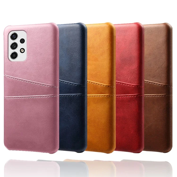 Per Samsung Galaxy A53 5G Anti-scratch Card Holder Design PU Leather Coated Hard PC Double Protection Cover Cell Phone Case - Nero