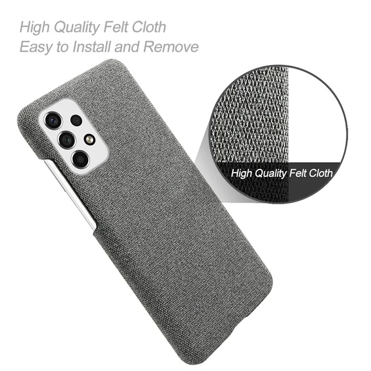 Heat Dissipation Design Phone Case for Samsung Galaxy A53 5G, Soft Cloth Coated PC Shock-Absorbing Protective Case - Grey