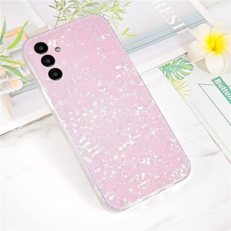 IPAKY For Samsung Galaxy A13 5G Scratch-resistant Acrylic + TPU Hybird Cover IMD Phone Case Shell - Pink