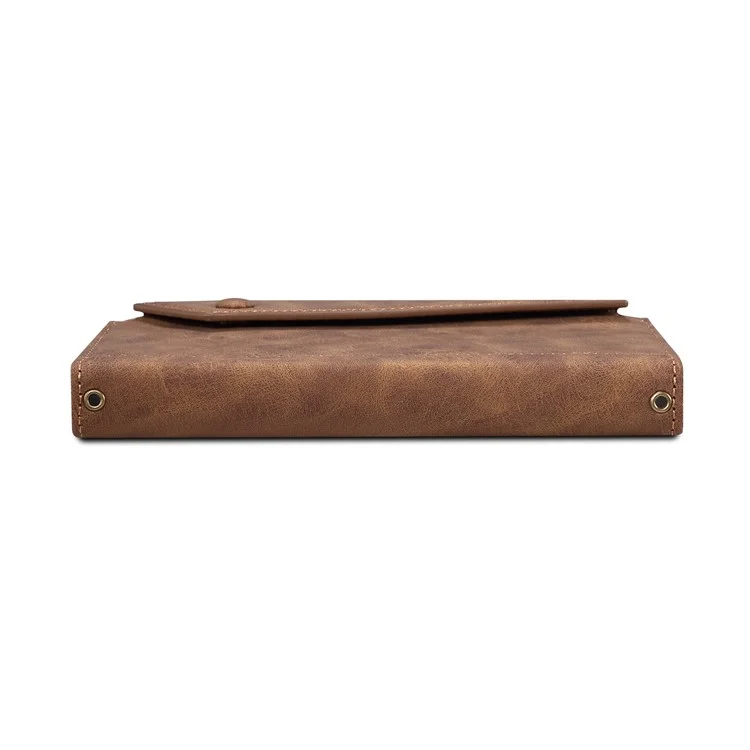 ESEBLE Pour Samsung Galaxy S22 5G Multifunction Zipper Pocket Wallet Stand Phone Cover Case avec Sangle Poignet - Marron