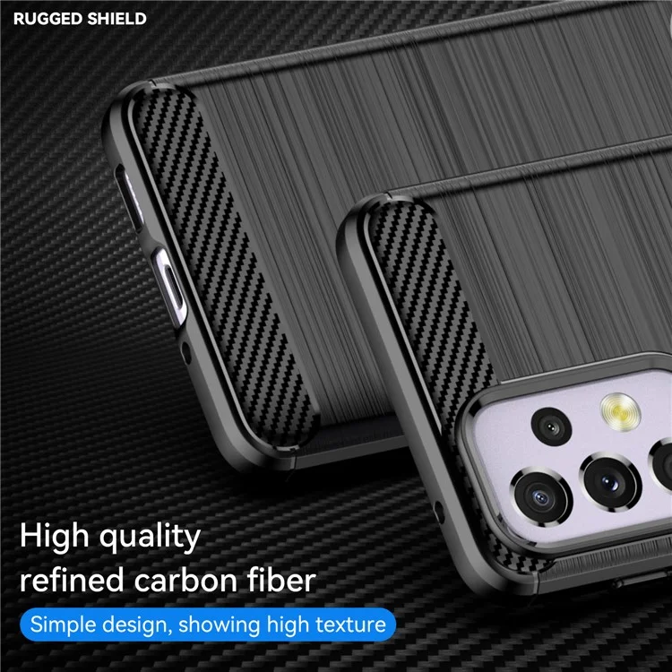 Для Samsung Galaxy A33 5G Anti-scratch Shockproof 1.8mm TPU Case Brushed Surface Carbon Fiber Texture Phone Cover - Black