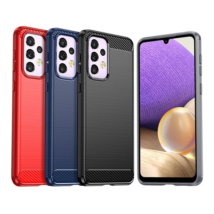 Для Samsung Galaxy A33 5G Anti-scratch Shockproof 1.8mm TPU Case Brushed Surface Carbon Fiber Texture Phone Cover - Black