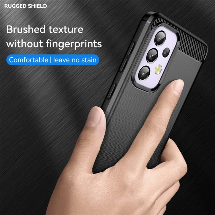 Для Samsung Galaxy A33 5G Anti-scratch Shockproof 1.8mm TPU Case Brushed Surface Carbon Fiber Texture Phone Cover - Black
