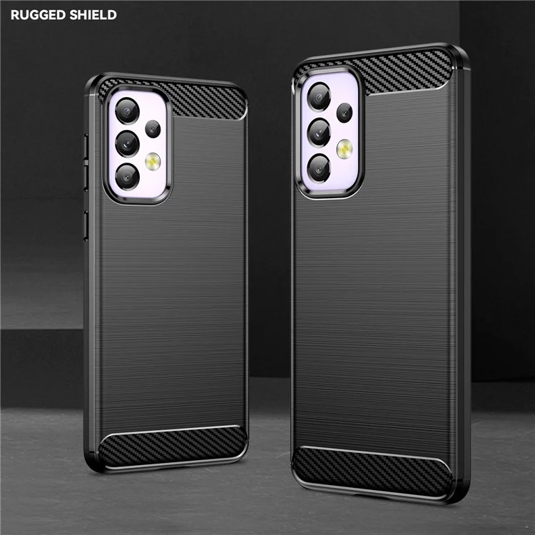 Для Samsung Galaxy A33 5G Anti-scratch Shockproof 1.8mm TPU Case Brushed Surface Carbon Fiber Texture Phone Cover - Black