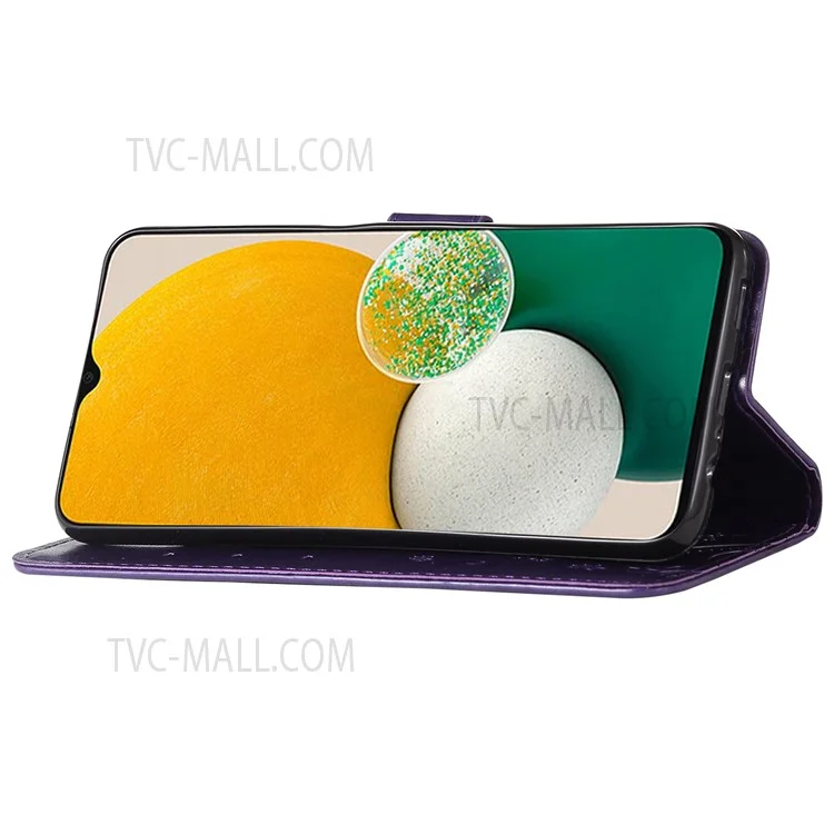 Pour Samsung Galaxy A13 5G / A04s 4G (164,7 x 76,7 x 9,1 mm) Housse de téléphone en cuir PU Étui de style portefeuille élégant avec motif de papillons pratique - Violet foncé