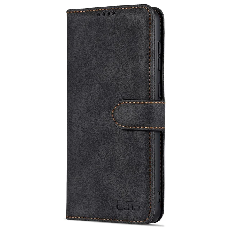 AZNS for Samsung Galaxy A33 5G Well-protected Scratch-resistant PU Leather Wallet Stand Phone Case Shell - Black
