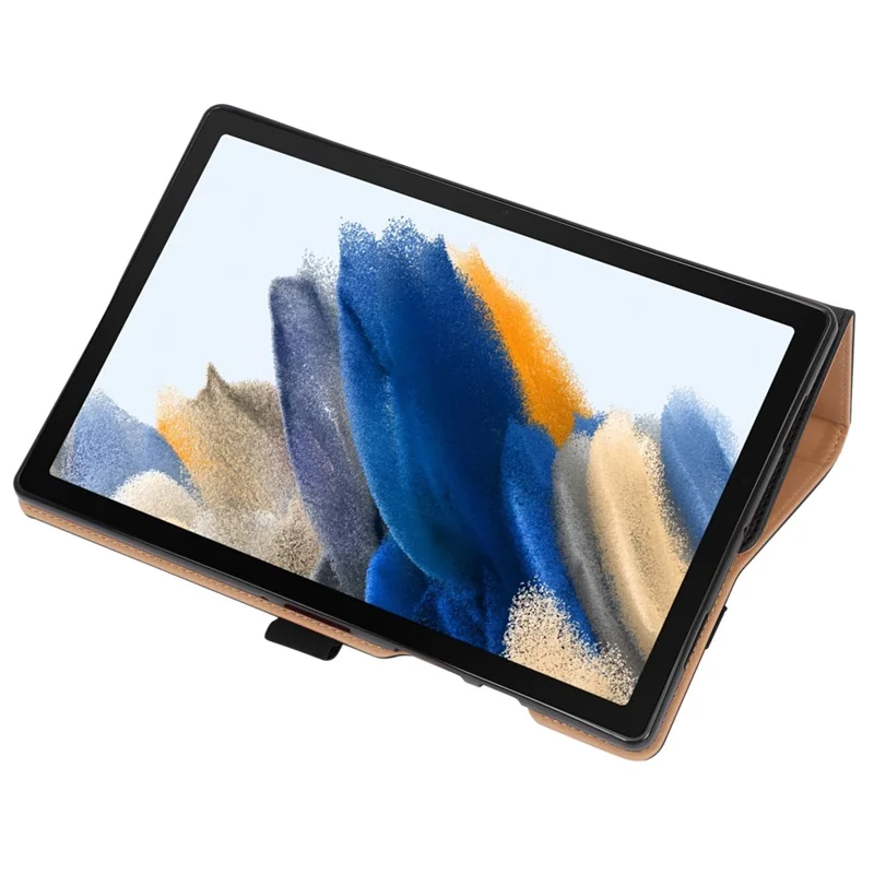 Cover in pelle resistente alle cadute con fessote per carte e stile business per Samsung Galaxy Tab A8 10,5 (2021) / A8 10,5 (2022), supporto incluso, da tenere in mano - Nero