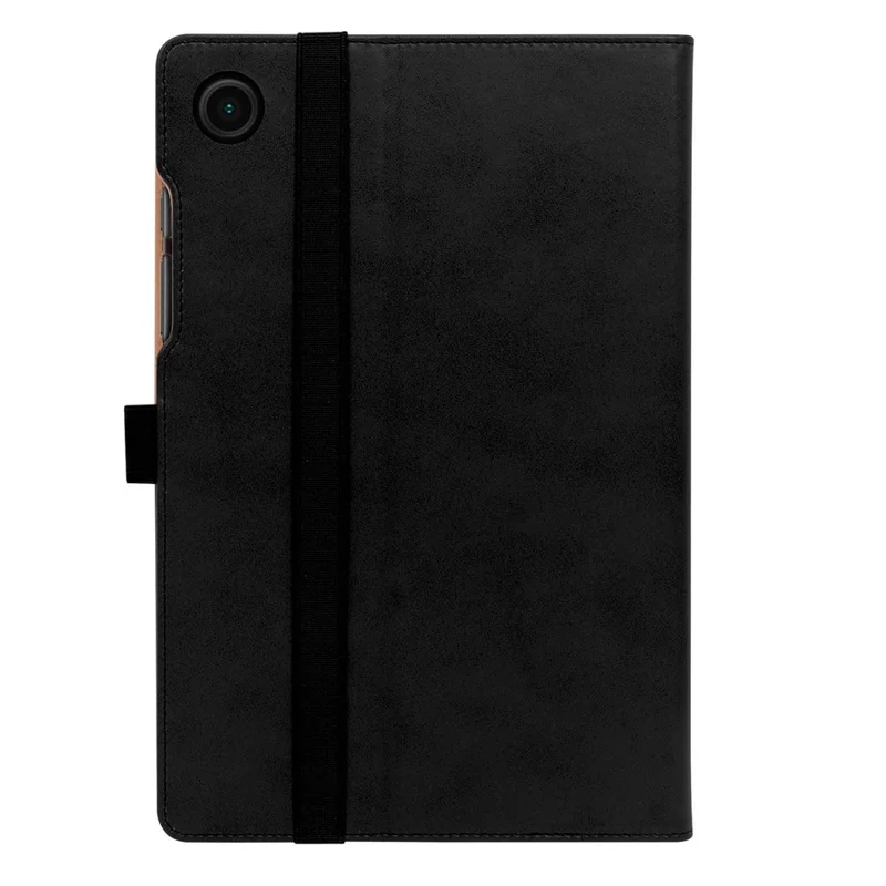 Cover in pelle resistente alle cadute con fessote per carte e stile business per Samsung Galaxy Tab A8 10,5 (2021) / A8 10,5 (2022), supporto incluso, da tenere in mano - Nero