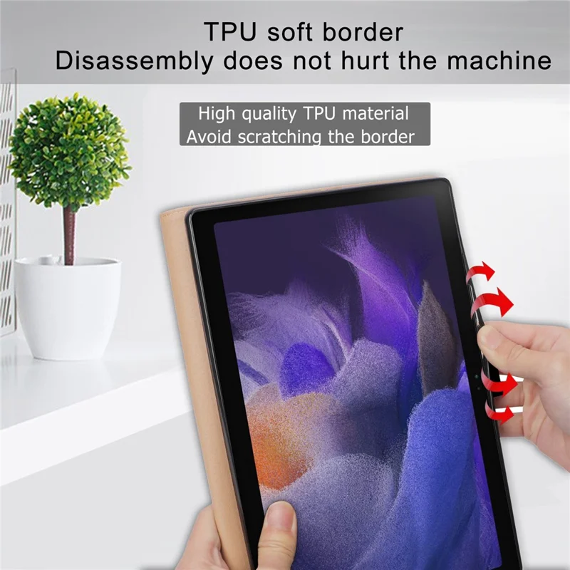 Cover in pelle resistente alle cadute con fessote per carte e stile business per Samsung Galaxy Tab A8 10,5 (2021) / A8 10,5 (2022), supporto incluso, da tenere in mano - Nero