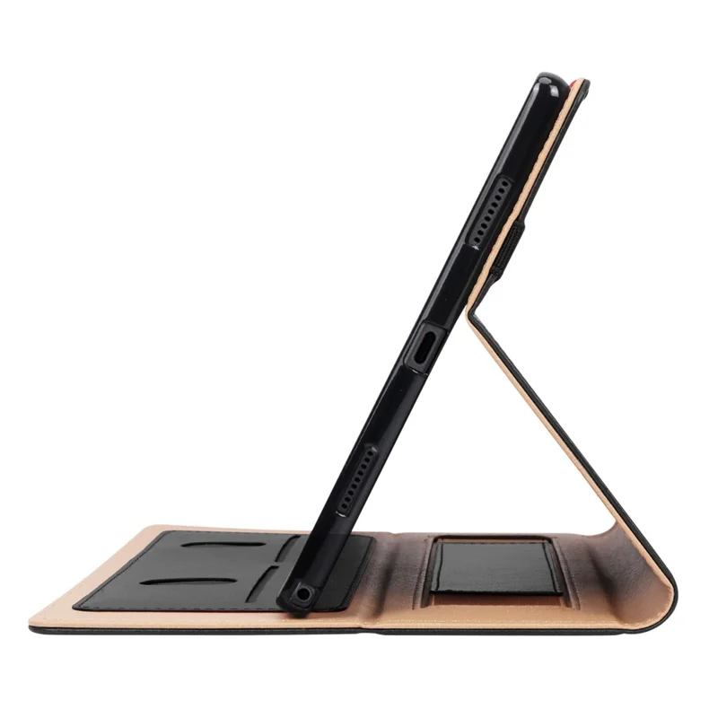 Cover in pelle resistente alle cadute con fessote per carte e stile business per Samsung Galaxy Tab A8 10,5 (2021) / A8 10,5 (2022), supporto incluso, da tenere in mano - Nero