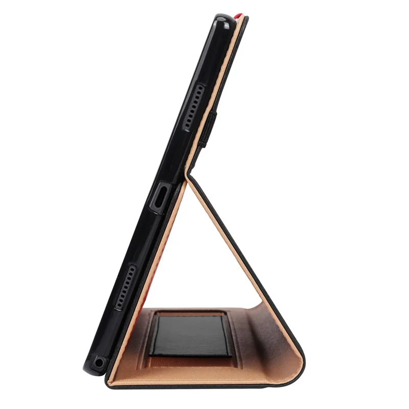 Cover in pelle resistente alle cadute con fessote per carte e stile business per Samsung Galaxy Tab A8 10,5 (2021) / A8 10,5 (2022), supporto incluso, da tenere in mano - Nero