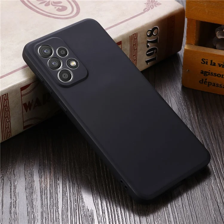 Liquid Silicone Phone Case for Samsung Galaxy A33 5G, Drop Protection Microfiber Lining Cushion Anti-Scratch Cover with Strap - Black