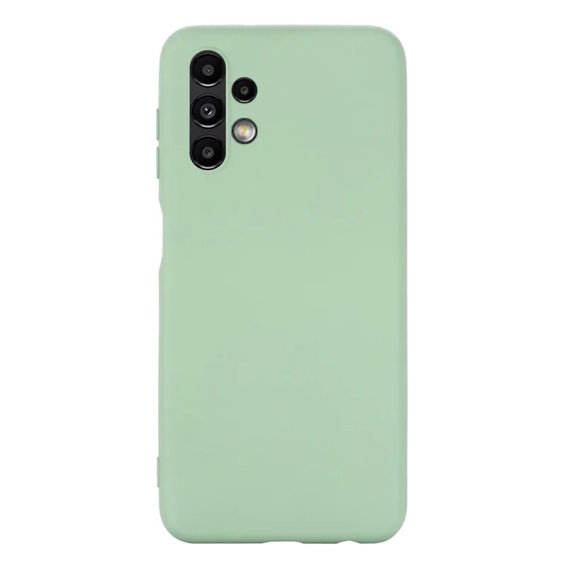 For Samsung Galaxy A13 4G Liquid Silicone Soft Microfiber Lining Anti-Shock Flexible Phone Case with Strap - Green