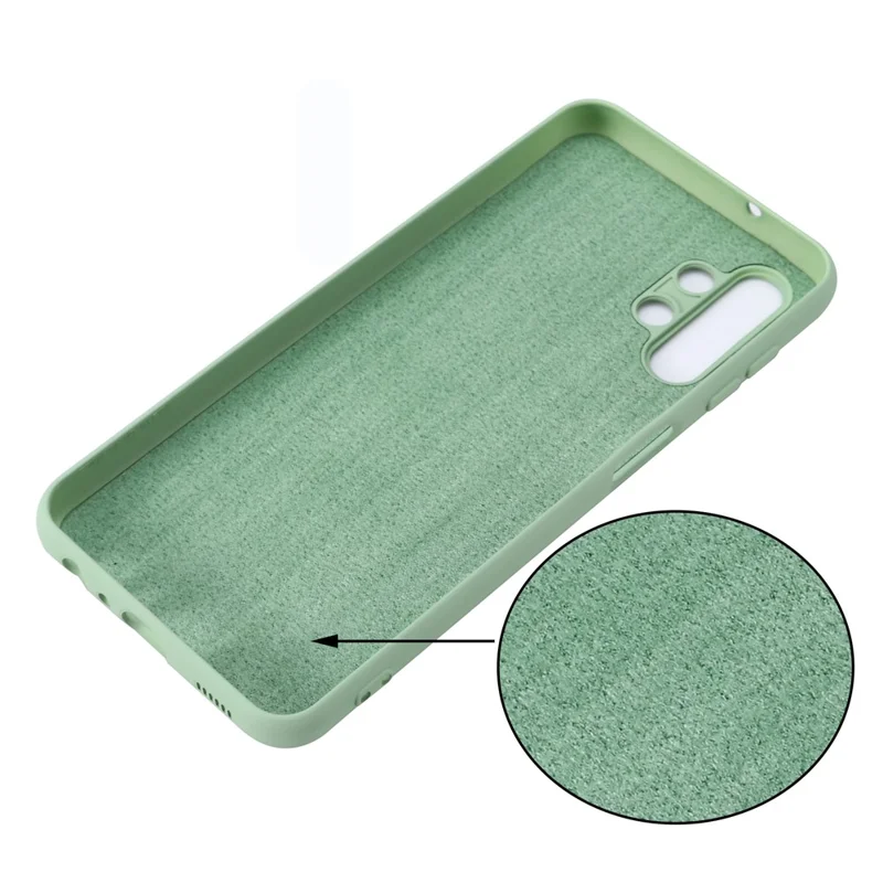 For Samsung Galaxy A13 4G Liquid Silicone Soft Microfiber Lining Anti-Shock Flexible Phone Case with Strap - Green
